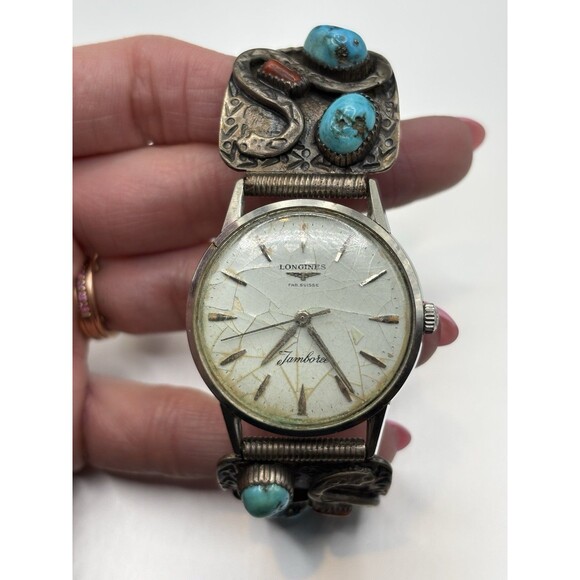 Vintage Longines Jamboree Watch Turquoise Cuff Southwestern Bracelet Unisex main image 6